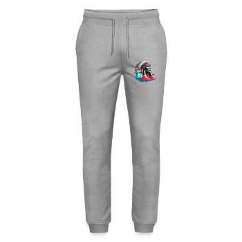 American Indian American - Stanley/Stella Mover Unisex Organic Jogging Trousers - heather grey - Front - Marisol (170cm) & Nik (191cm)