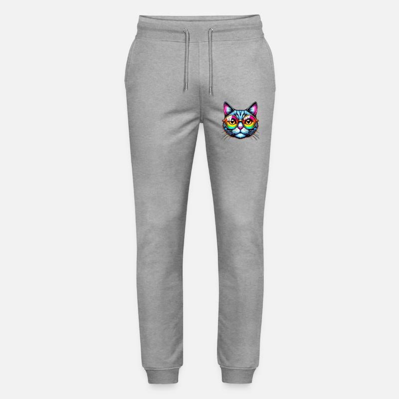 Kater mit Sonnenbrille - Stanley/Stella Unisex Bio Jogginghose Mover  - Grau meliert