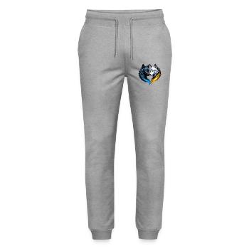 Majestic wolf heads. - Stanley/Stella Mover Unisex Organic Jogging Trousers - heather grey - Front - Marisol (170cm) & Nik (191cm)
