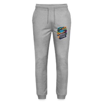 Conception de balade à vélo en montagne et au lac de Garde - Pantalon de jogging bio MOVER Stanley/Stella unisexe - gris chiné - Devant - Marisol (170cm) & Nik (191cm)