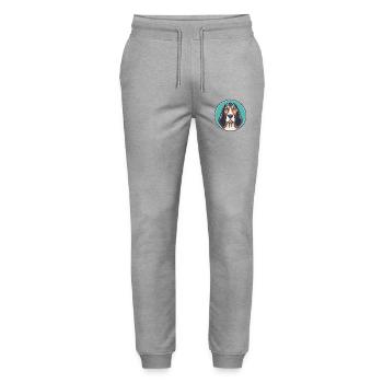 Chien de chasse russe race dessin animé Kawaii Clipart animal de compagnie - Pantalon de jogging bio MOVER Stanley/Stella unisexe - gris chiné - Devant - Marisol (170cm) & Nik (191cm)