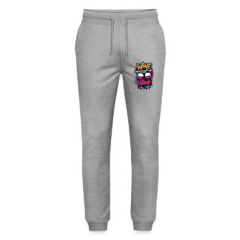 WINE IMPROVES WITH AGE, I IMPROVE WITH WINE. - Stanley/Stella Mover Unisex Organic Jogging Trousers - heather grey - Front - Marisol (170cm) & Nik (191cm)