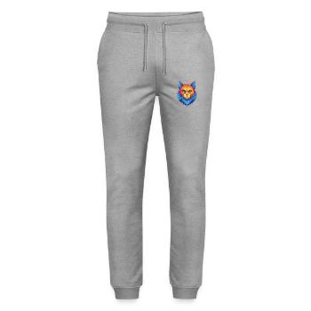 Chat Ragamuffin Race Dessin animé Kawaii Animal de compagnie - Pantalon de jogging bio MOVER Stanley/Stella unisexe - gris chiné - Devant - Marisol (170cm) & Nik (191cm)