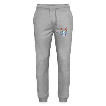 Chat américain à poil court race dessin animé Kawaii Animal - Pantalon de jogging bio MOVER Stanley/Stella unisexe - gris chiné - Devant - Marisol (170cm) & Nik (191cm)