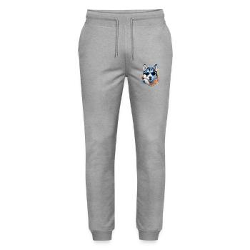 Husky with sunglasses - Stanley/Stella Mover Unisex Organic Jogging Trousers - heather grey - Front - Marisol (170cm) & Nik (191cm)