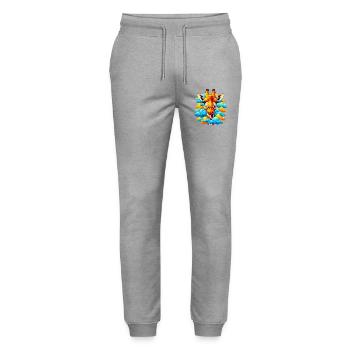 Giraffe with head in cloud clouds - Stanley/Stella Mover Unisex Organic Jogging Trousers - heather grey - Front - Marisol (170cm) & Nik (191cm)