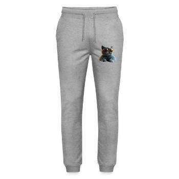Britisch Kurzhaar Katze BKH Katzenmama Süße Katzen - Stanley/Stella Unisex Bio Jogginghose Mover  - Grau meliert - Vorne - Marisol (170cm) & Nik (191cm)
