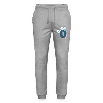 Cat Letter O - Stanley/Stella Mover Unisex Organic Jogging Trousers - heather grey - Front - Marisol (170cm) & Nik (191cm)