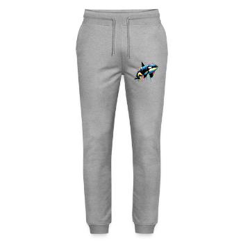 Killer whale - Stanley/Stella Mover Unisex Organic Jogging Trousers - heather grey - Front - Marisol (170cm) & Nik (191cm)