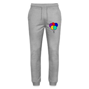 BALLON. ANNIVERSAIRE. HAPPY BIRTHDAY. JOYEUX ANNIV - Pantalon de jogging bio MOVER Stanley/Stella unisexe - gris chiné - Devant - Marisol (170cm) & Nik (191cm)