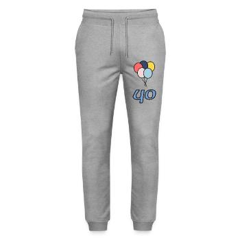 40. 40 ANS. 40e ANNIVERSAIRE. ANNIVERSAIRE 40 ANS. - Pantalon de jogging bio MOVER Stanley/Stella unisexe - gris chiné - Devant - Marisol (170cm) & Nik (191cm)