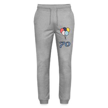 70. 70 JAHRE. 70-JÄHRIGES JUBILÄUM - Stanley/Stella Unisex Bio Jogginghose Mover  - Grau meliert - Vorne - Marisol (170cm) & Nik (191cm)