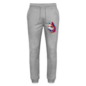 Alpaca - Stanley/Stella Mover Unisex Organic Jogging Trousers - heather grey - Front - Marisol (170cm) & Nik (191cm)