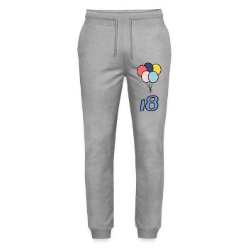 18. 18 YEARS OLD. 18th ANNIVERSARY. 18 BIRTHDAY. - Stanley/Stella Mover Unisex Organic Jogging Trousers - heather grey - Front - Marisol (170cm) & Nik (191cm)