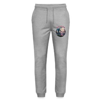 Soccer Fantasy Gatekeeper T-Shirt - Stanley/Stella Mover Unisex Organic Jogging Trousers - heather grey - Front - Marisol (170cm) & Nik (191cm)
