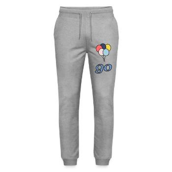90. 90 ANS. 90e ANNIVERSAIRE. ANNIVERSAIRE 90 ANS. - Pantalon de jogging bio MOVER Stanley/Stella unisexe - gris chiné - Devant - Marisol (170cm) & Nik (191cm)