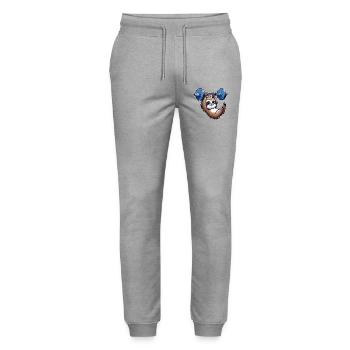 Faultier Hantel Klimmzug Workout lustig - Stanley/Stella Unisex Bio Jogginghose Mover  - Grau meliert - Vorne - Marisol (170cm) & Nik (191cm)