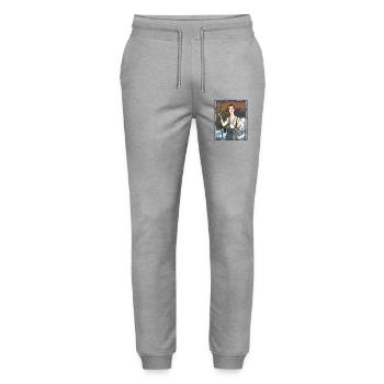 Femme forte à la pêche - Pantalon de jogging bio MOVER Stanley/Stella unisexe - gris chiné - Devant - Marisol (170cm) & Nik (191cm)
