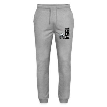 70th Anniversary 1954 Limited Edition Football - Stanley/Stella Mover Unisex Organic Jogging Trousers - heather grey - Front - Marisol (170cm) & Nik (191cm)