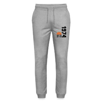 50th Anniversary 1974 Limited Edition Basketball - Stanley/Stella Mover Unisex Organic Jogging Trousers - heather grey - Front - Marisol (170cm) & Nik (191cm)