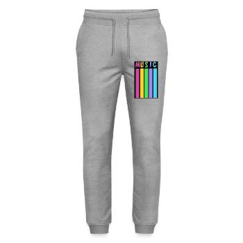 Colored music columns inspired by retro design - Stanley/Stella Mover Unisex Organic Jogging Trousers - heather grey - Front - Marisol (170cm) & Nik (191cm)