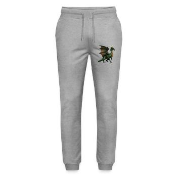Legendärer grüner Drache - Stanley/Stella Unisex Bio Jogginghose Mover  - Grau meliert - Vorne - Marisol (170cm) & Nik (191cm)