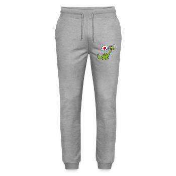 Kawaii manga dinosaur - Stanley/Stella Mover Unisex Organic Jogging Trousers - heather grey - Front - Marisol (170cm) & Nik (191cm)