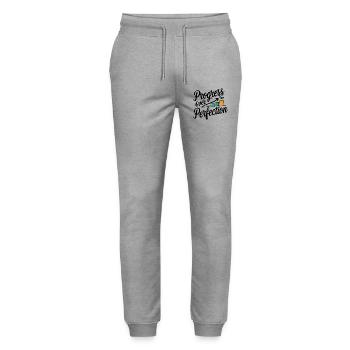 Progress Over Perfection Growth Chart - Stanley/Stella Mover Unisex Organic Jogging Trousers - heather grey - Front - Marisol (170cm) & Nik (191cm)