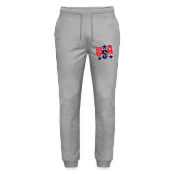 USA, USA, American, US - Stanley/Stella Mover Unisex Organic Jogging Trousers - heather grey - Front - Marisol (170cm) & Nik (191cm)