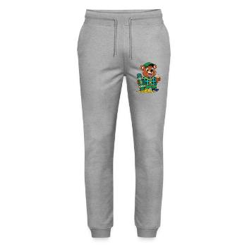Cool Skater Bear - Stanley/Stella Mover Unisex Organic Jogging Trousers - heather grey - Front - Marisol (170cm) & Nik (191cm)