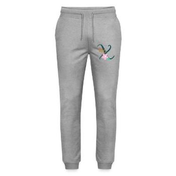 Elegant letter 'X' with flowers - Stanley/Stella Mover Unisex Organic Jogging Trousers - heather grey - Front - Marisol (170cm) & Nik (191cm)