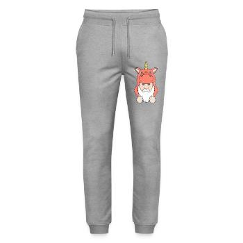 Grauhaarige bärtige Männer lieben Einhörner - Stanley/Stella Unisex Bio Jogginghose Mover  - Grau meliert - Vorne - Marisol (170cm) & Nik (191cm)