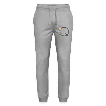 Elegant letter 'Q' with flowers - Stanley/Stella Mover Unisex Organic Jogging Trousers - heather grey - Front - Marisol (170cm) & Nik (191cm)