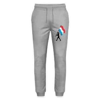 Drapeau Luxembourg femme marchant - Pantalon de jogging bio MOVER Stanley/Stella unisexe - gris chiné - Devant - Marisol (170cm) & Nik (191cm)