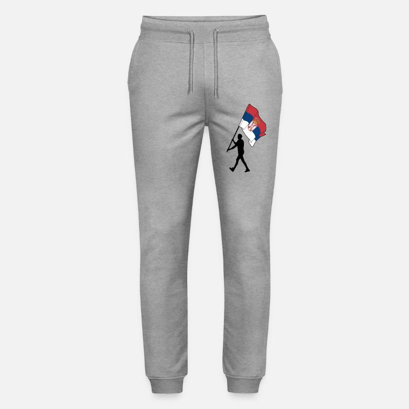 Flagge Serbien Mann geht - Stanley/Stella Unisex Bio Jogginghose Mover  - Grau meliert