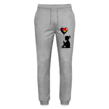 Heart Love - Stanley/Stella Mover Unisex Organic Jogging Trousers - heather grey - Front - Marisol (170cm) & Nik (191cm)