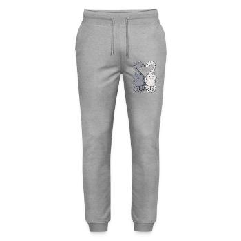 Chatons amoureux - Pantalon de jogging bio MOVER Stanley/Stella unisexe - gris chiné - Devant - Marisol (170cm) & Nik (191cm)
