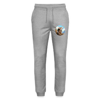 Mouse Hiking / Mountaineering Mice - Stanley/Stella Mover Unisex Organic Jogging Trousers - heather grey - Front - Marisol (170cm) & Nik (191cm)