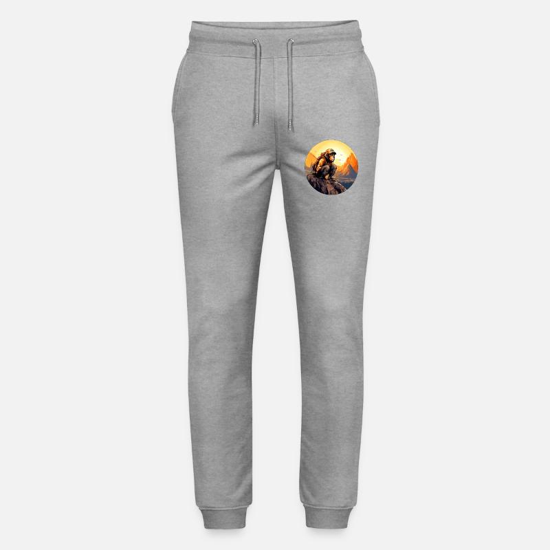 Affen Wandern / Bergsteiger Affe - Stanley/Stella Unisex Bio Jogginghose Mover  - Grau meliert
