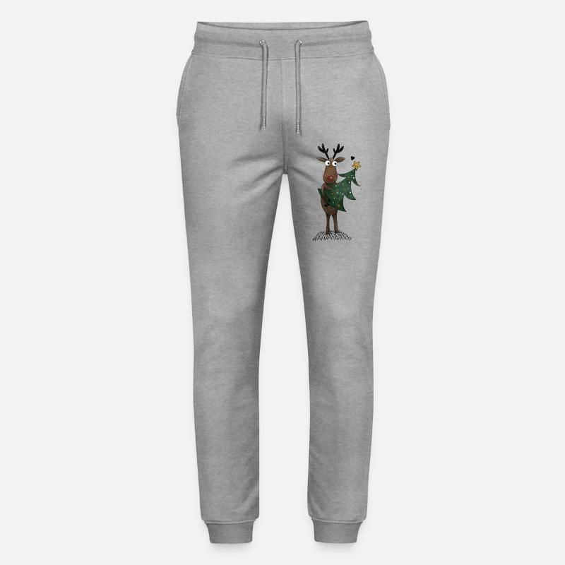 Rentier mit Weihnachtsbaum - Stanley/Stella Unisex Bio Jogginghose Mover  - Grau meliert