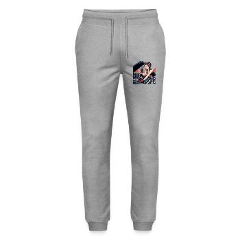 Rockabilly Workshop Car Repair Retro Gift - Stanley/Stella Mover Unisex Organic Jogging Trousers - heather grey - Front - Marisol (170cm) & Nik (191cm)