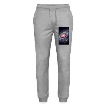 Pastel Galactic Vortex - Stanley/Stella Mover Unisex Organic Jogging Trousers - heather grey - Front - Marisol (170cm) & Nik (191cm)