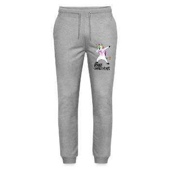 Logo Rave Unicorns Black Text - Stanley/Stella Unisex Bio Jogginghose Mover  - Grau meliert - Vorne - Marisol (170cm) & Nik (191cm)