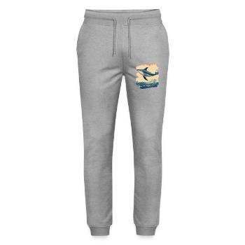 Whale - Stanley/Stella Mover Unisex Organic Jogging Trousers - heather grey - Front - Marisol (170cm) & Nik (191cm)