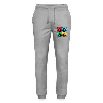 Pudel Pop Art, Luna, Charlie, Max, Lola, Mia - Stanley/Stella Unisex Bio Jogginghose Mover  - Grau meliert - Vorne - Marisol (170cm) & Nik (191cm)