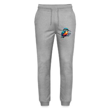 Kingfisher - Stanley/Stella Mover Unisex Organic Jogging Trousers - heather grey - Front - Marisol (170cm) & Nik (191cm)