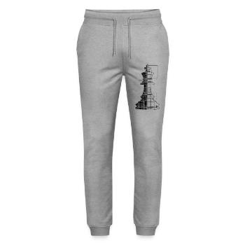 Chess Piece Line Art - Stanley/Stella Mover Unisex Organic Jogging Trousers - heather grey - Front - Marisol (170cm) & Nik (191cm)