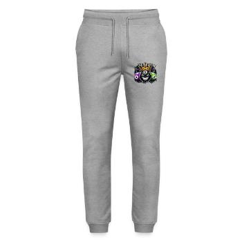 Billard King – Die 8-Ball Herrschaft - Stanley/Stella Unisex Bio Jogginghose Mover  - Grau meliert - Vorne - Marisol (170cm) & Nik (191cm)