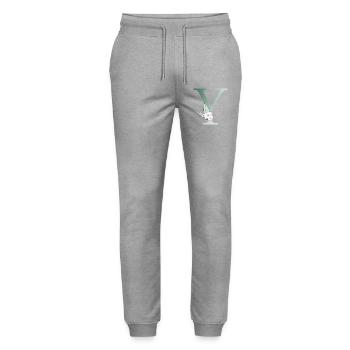Y Monogram, Floral, Personnalisable - Pantalon de jogging bio MOVER Stanley/Stella unisexe - gris chiné - Devant - Marisol (170cm) & Nik (191cm)