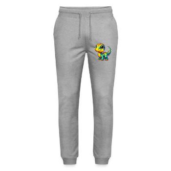Dinosaurier - Stanley/Stella Unisex Bio Jogginghose Mover  - Grau meliert - Vorne - Marisol (170cm) & Nik (191cm)